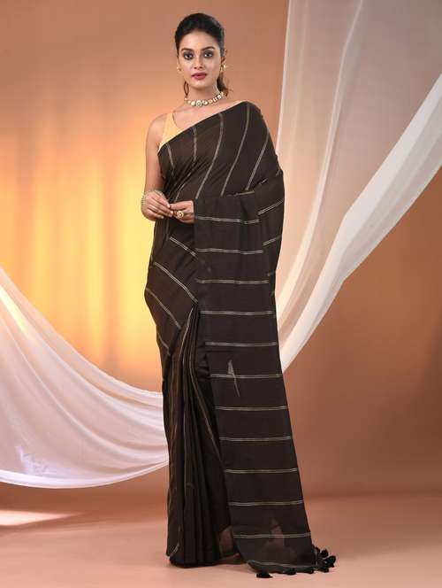 women striped handloom saree with blouse - 21905601 -  Standard Image - 0