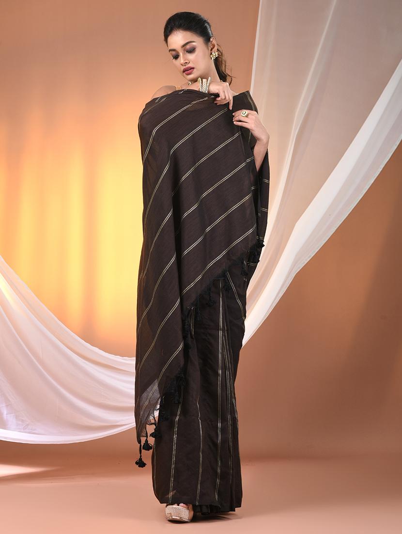 women striped handloom saree with blouse - 21905601 - Standard Image - 1