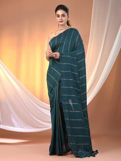 women striped handloom saree with blouse - 21905602 - Standard Image - 0