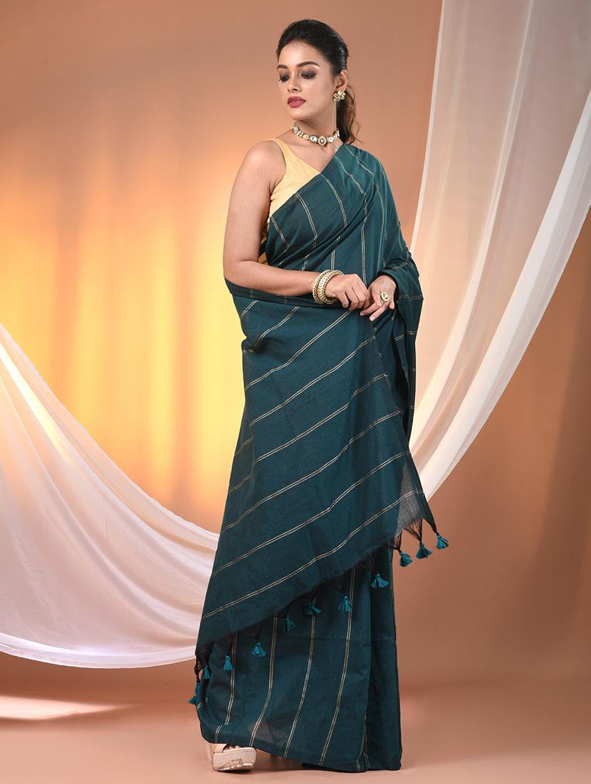 women striped handloom saree with blouse - 21905602 - Standard Image - 1