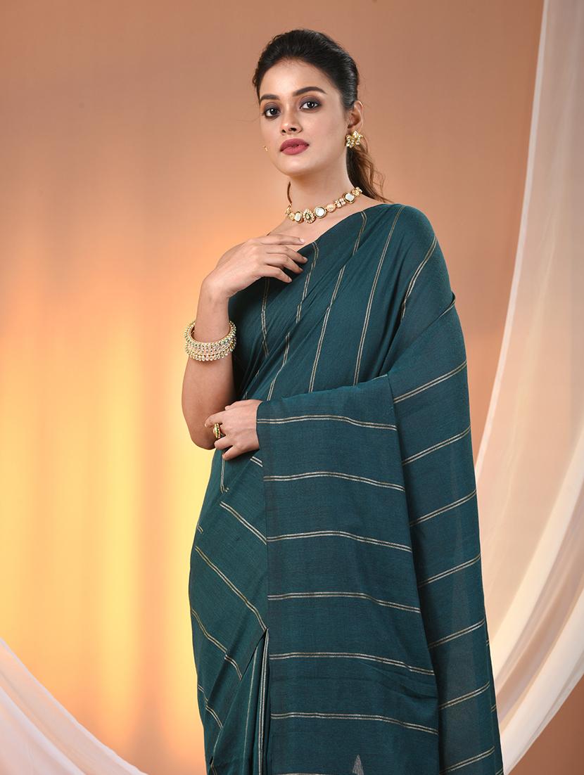women striped handloom saree with blouse - 21905602 - Standard Image - 4