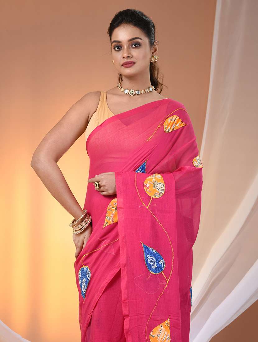 women pink handloom saree - 21905605 - Standard Image - 4