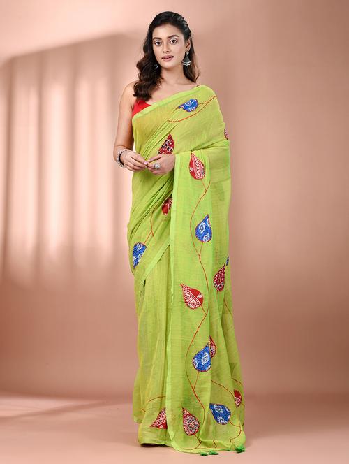 women green handloom saree - 21905608 - Standard Image - 0