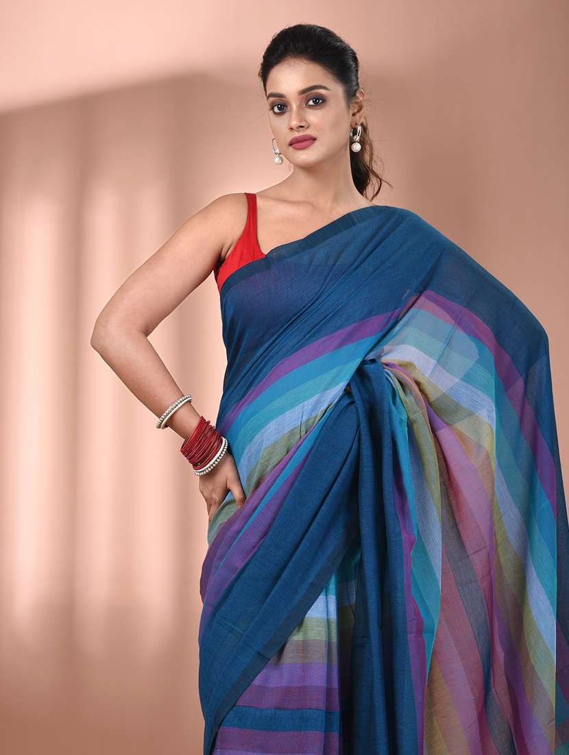 women blue handloom saree - 21905613 -  Standard Image - 4
