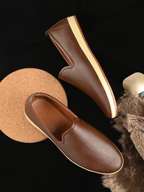 men brown slip on caual shoes - 21905633 - Standard Image - 0