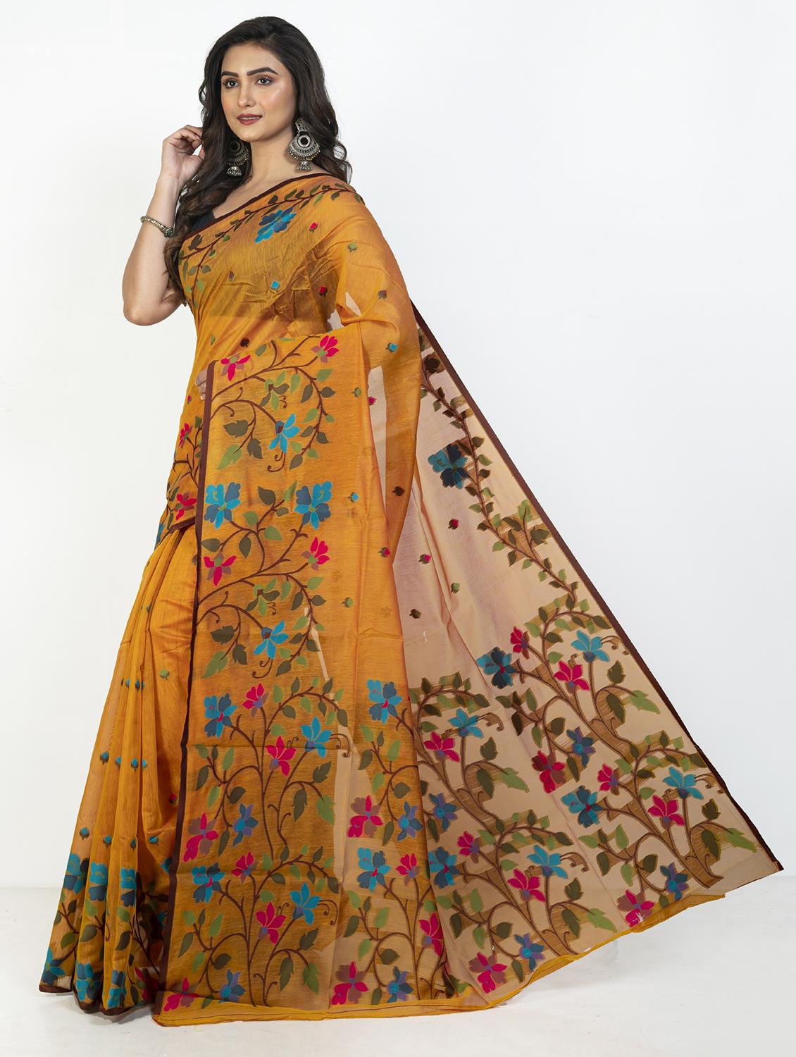women floral handloom saree with blouse - 21905667 - Standard Image - 1