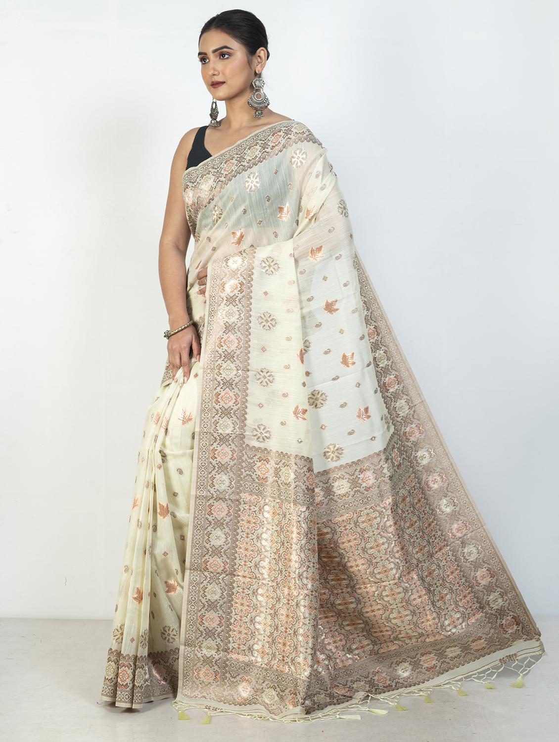 women self design handloom saree with blouse - 21905685 - Standard Image - 1