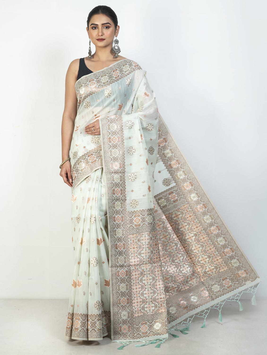 women self design handloom saree with blouse - 21905687 -  Standard Image - 1
