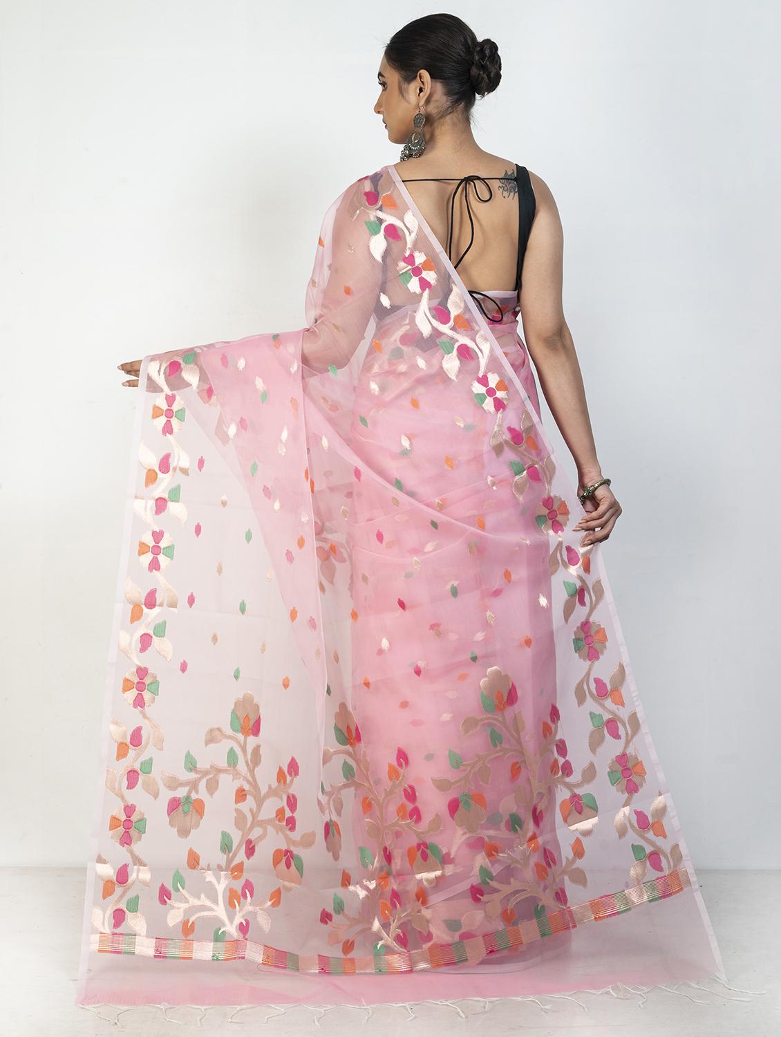 women floral bordered saree with blouse - 21905706 -  Standard Image - 1