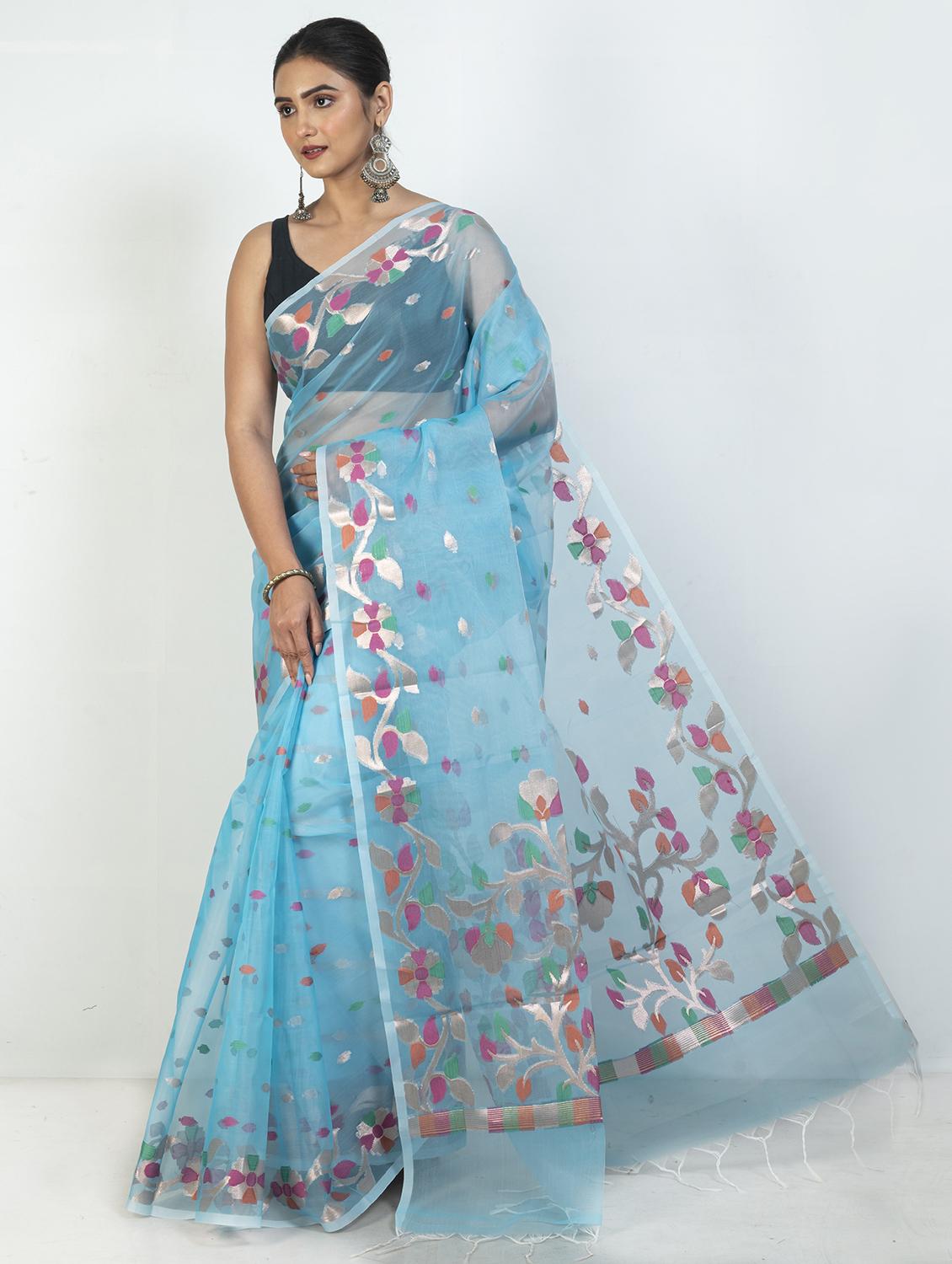 women floral bordered saree with blouse - 21905711 - Standard Image - 1