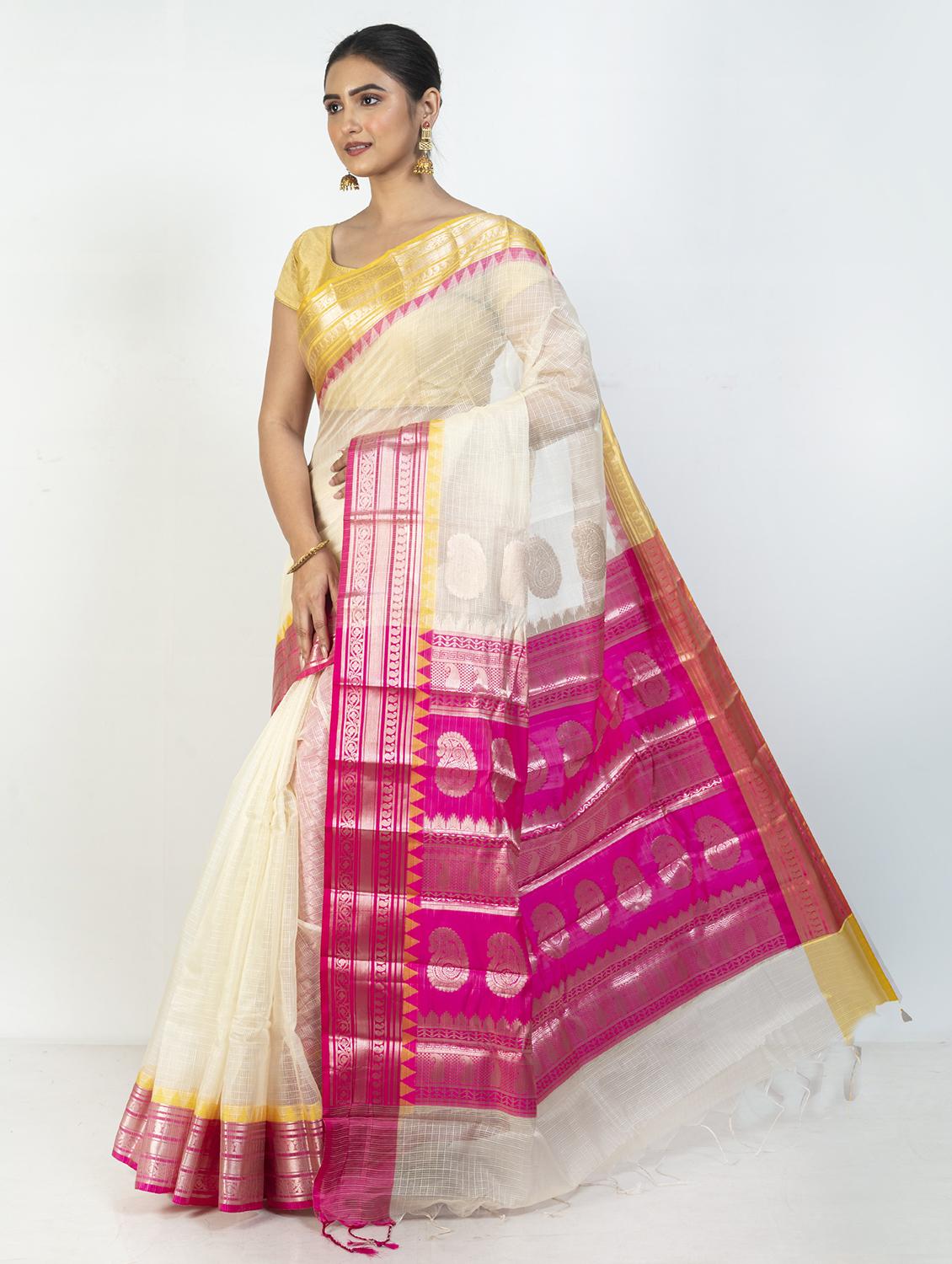 women self design bordered kota doria saree with blouse - 21905730 -  Standard Image - 1