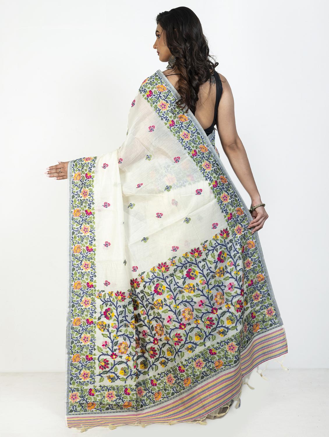 women floral handloom saree with blouse - 21905731 -  Standard Image - 1