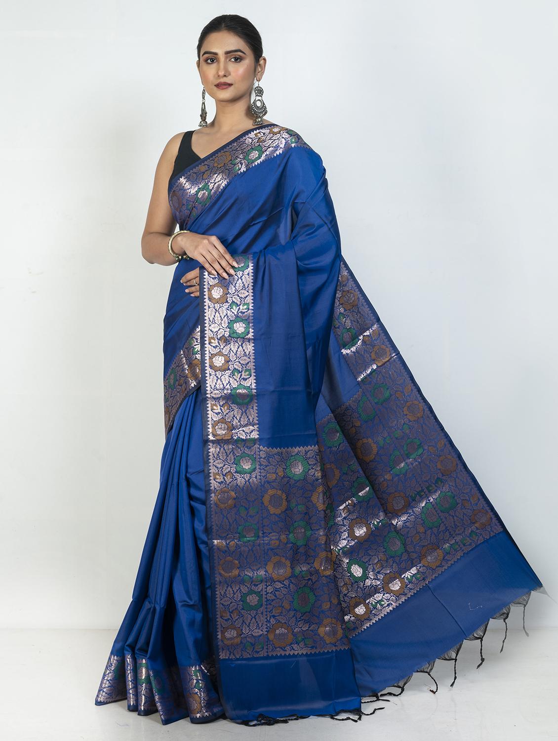 women solid with bordered saree with blouse - 21905738 - Standard Image - 1