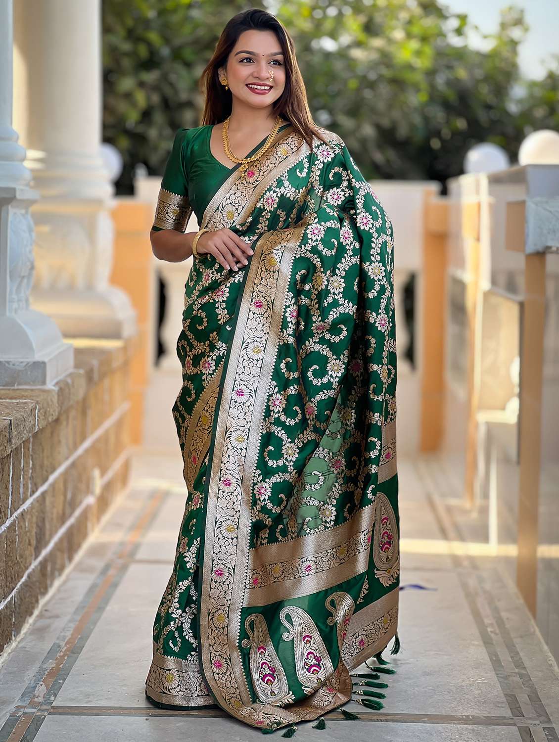 women self design banarasi saree with blouse