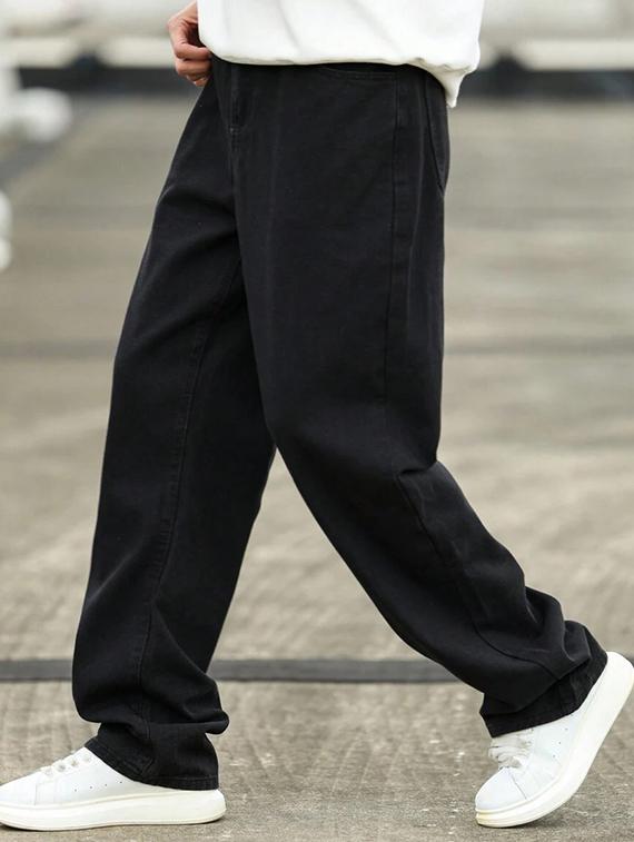 men solid mid rise baggy jean - 21905884 - Standard Image - 1