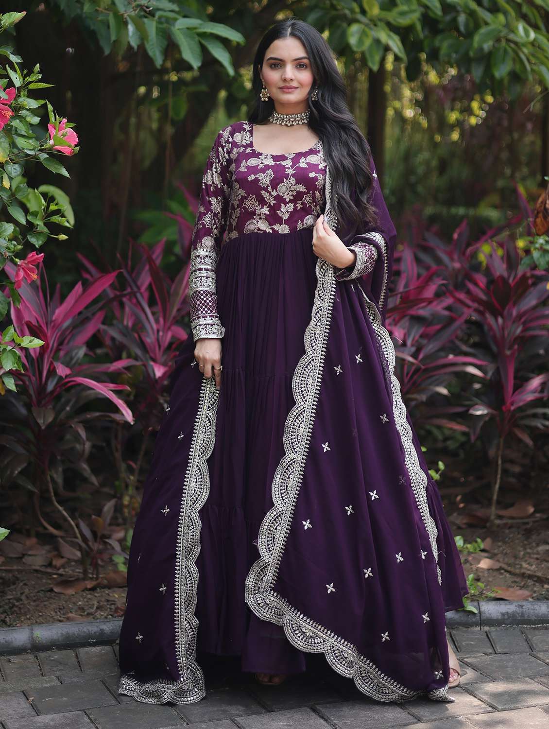 women long sleeve anarkali kurta with dupatta set - 21906046 -  Zoom Image - 0