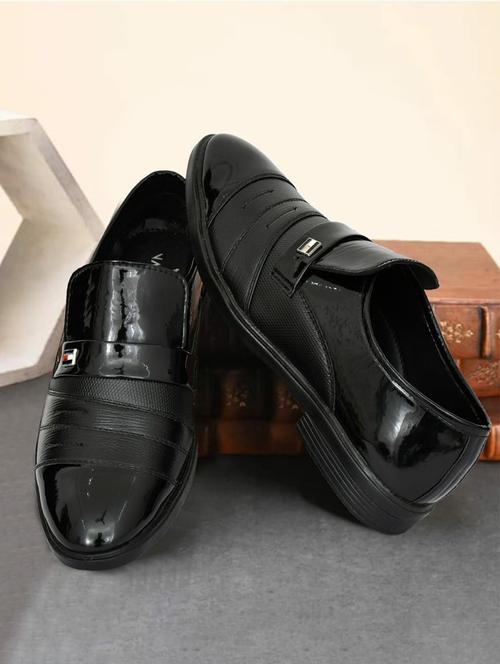 men black slip on formal shoes - 21906055 -  Standard Image - 0