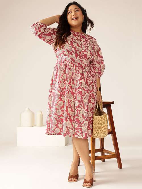 women plus size floral printed a-line dress - 21906091 - Standard Image - 0