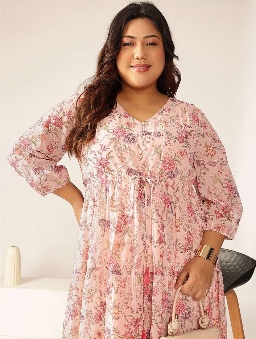 women plus size floral printed tiered dress - 21906095 - Standard Image - 4