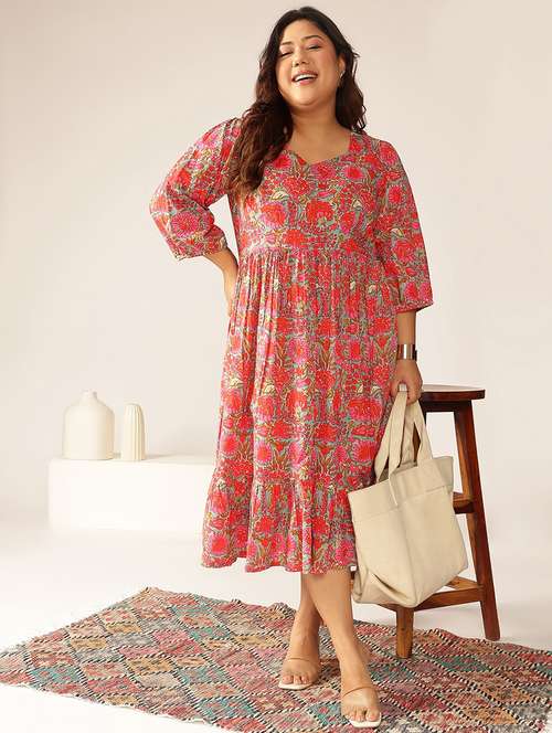women plus size floral printed tiered dress - 21906098 -  Standard Image - 0