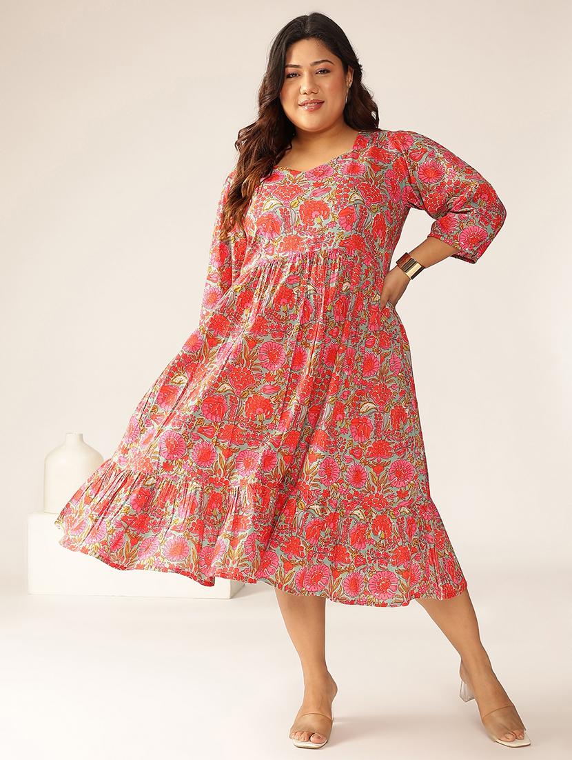 women plus size floral printed tiered dress - 21906098 -  Standard Image - 1