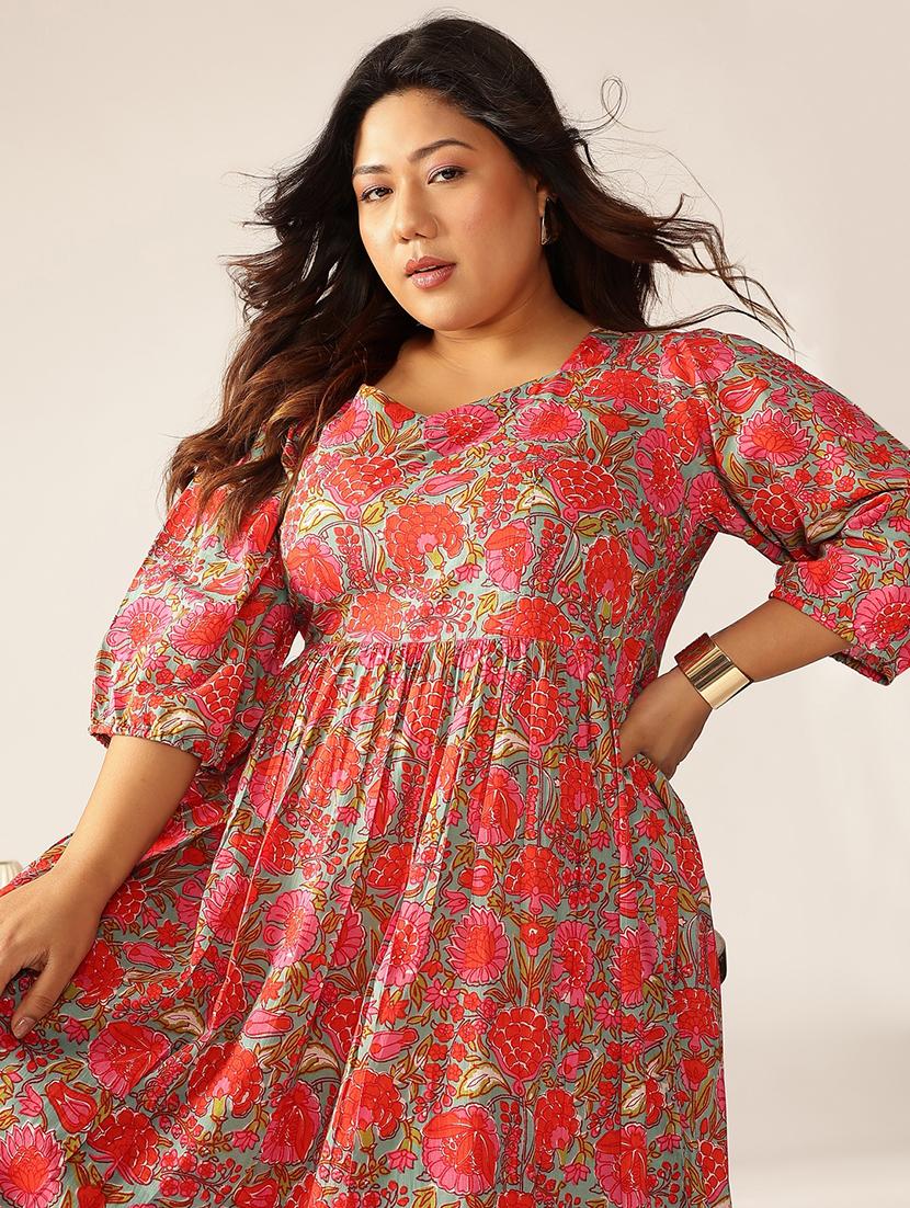 women plus size floral printed tiered dress - 21906098 - Standard Image - 4