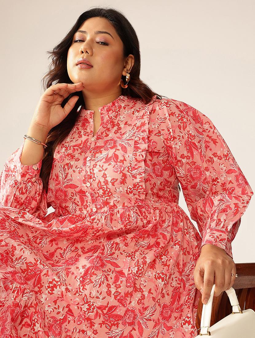 women plus size floral printed tiered dress - 21906100 - Standard Image - 4