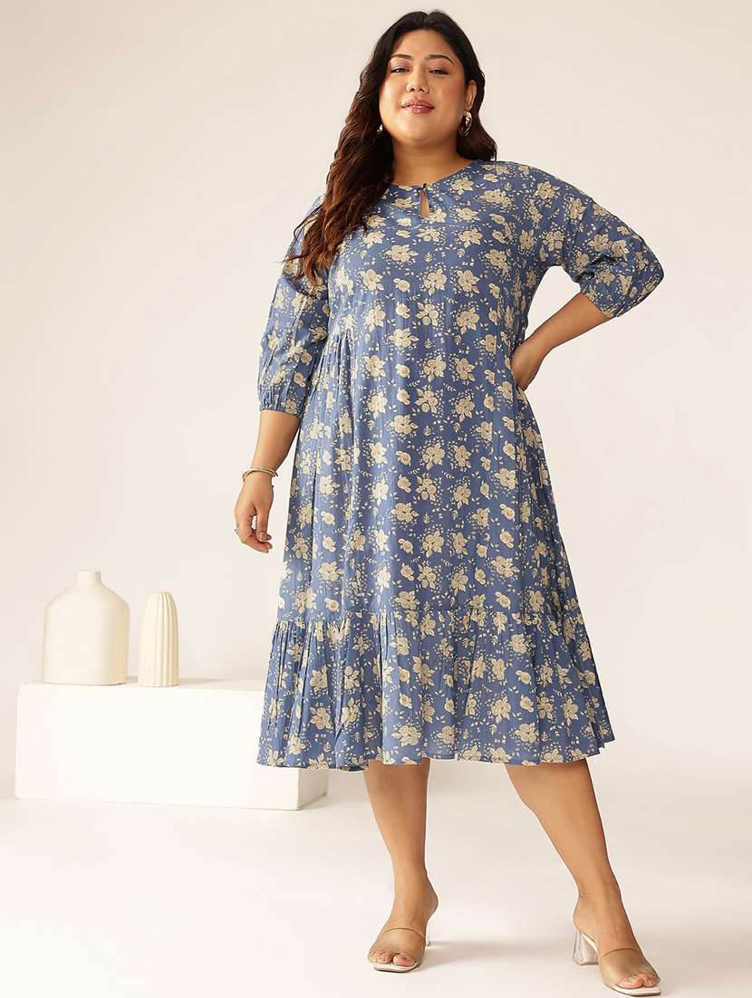 women plus size floral printed tiered dress - 21906101 -  Standard Image - 1