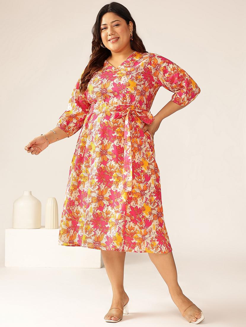 women plus size floral printed a-line dress - 21906102 -  Standard Image - 1