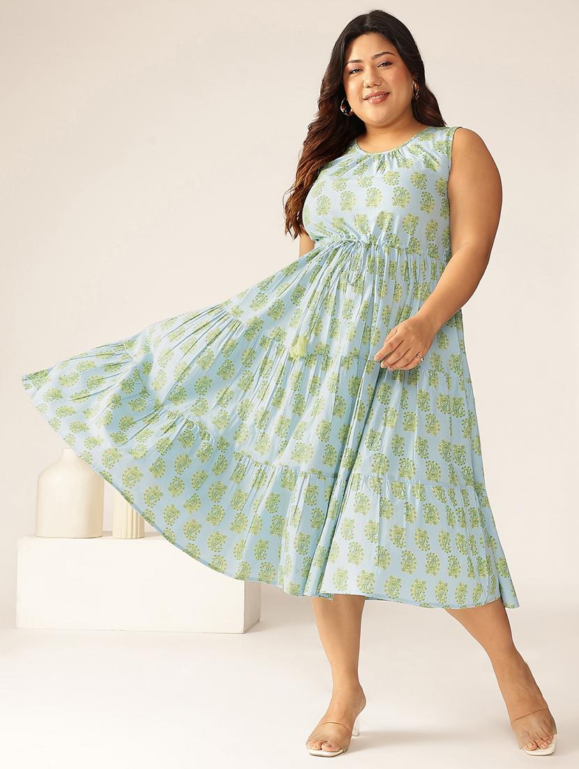 women plus size paisley printed tiered dress - 21906107 - Standard Image - 1