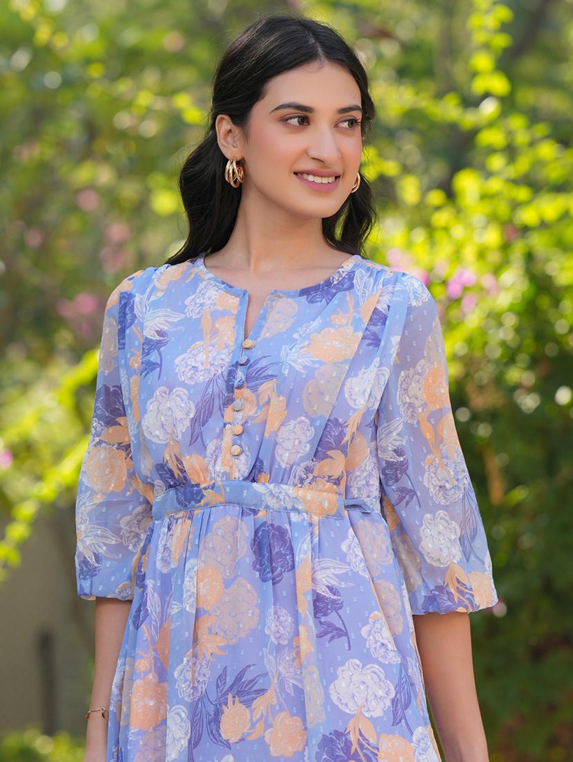 women lavender floral printed a-line dress - 21906117 - Standard Image - 4