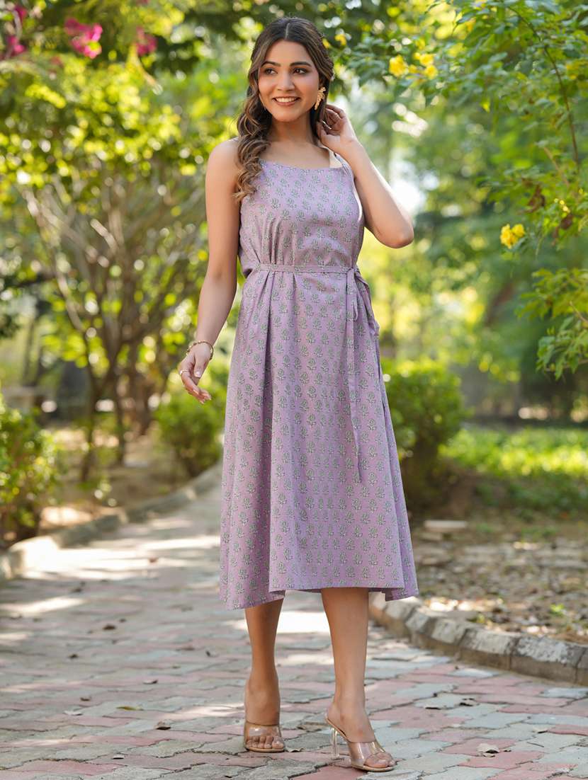 women lavender floral printed a-line dress - 21906128 -  Standard Image - 4