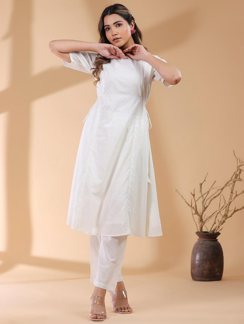 women off white self design kurta pant set - 21906146 -  Standard Image - 1