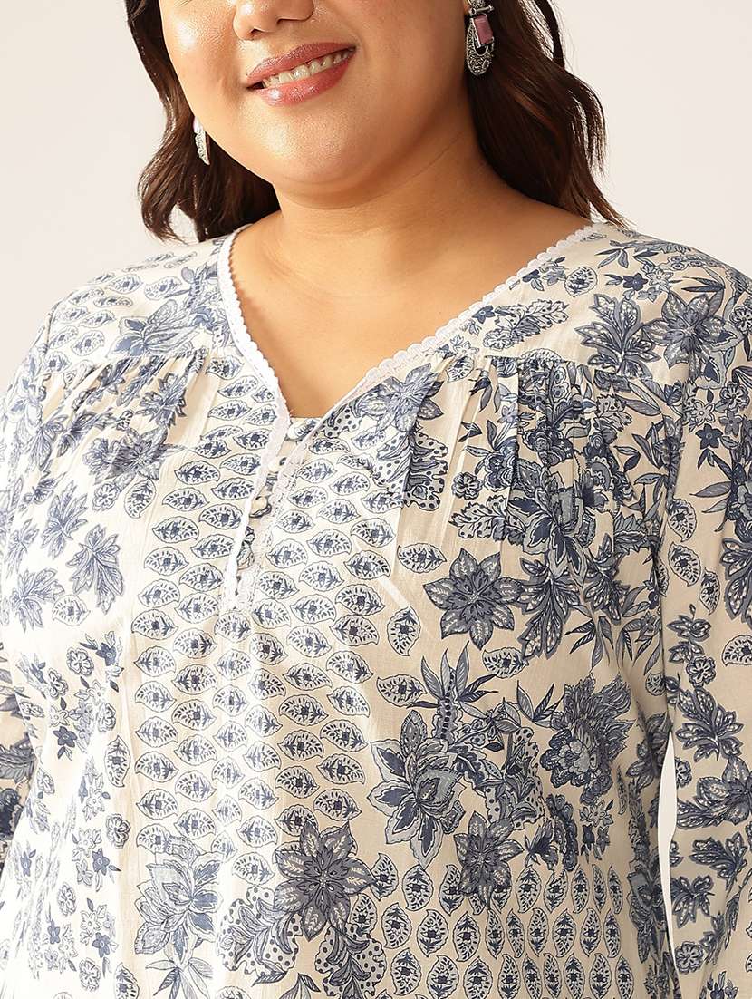 women plus size three quarter sleeve kurta pant set - 21906152 -  Standard Image - 4