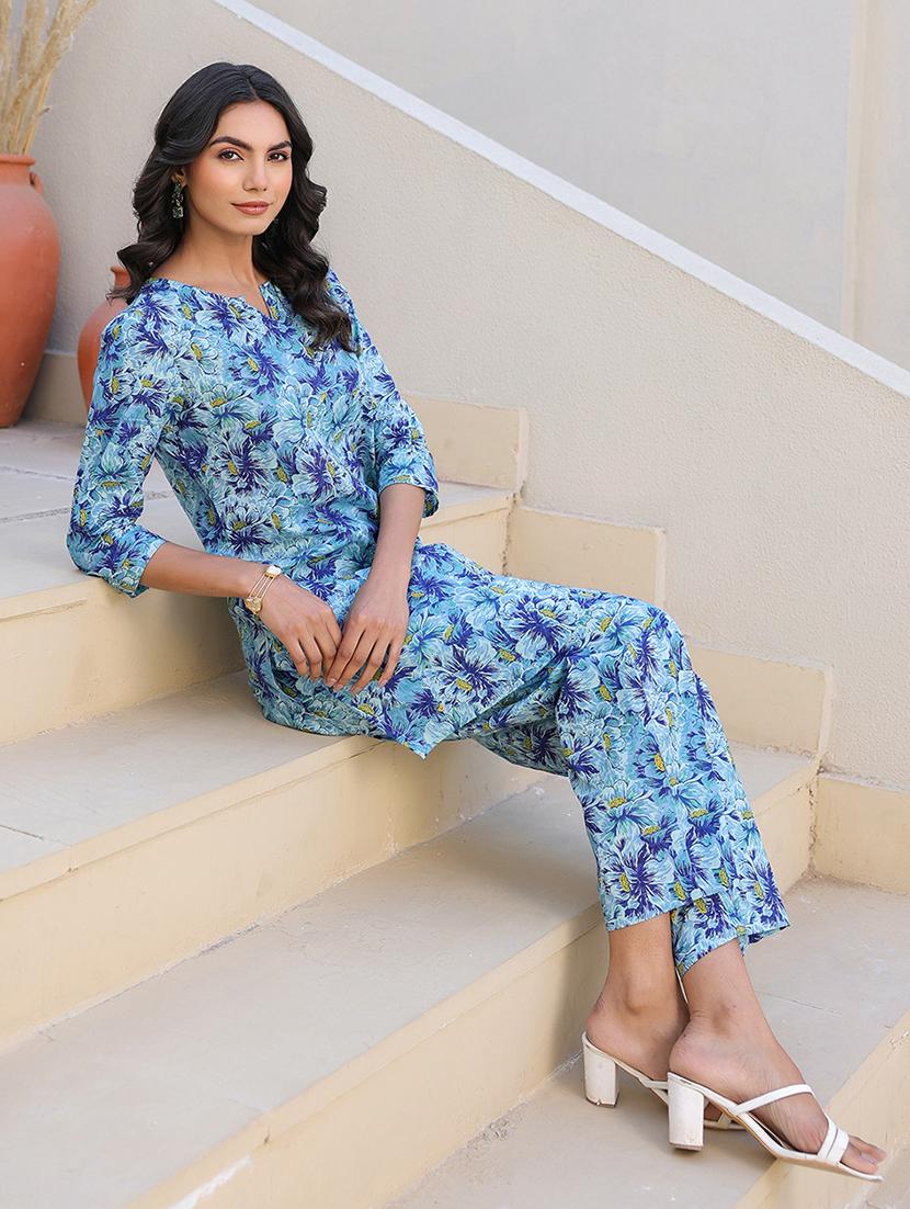 women three quarter sleeve ethnic co ord set - 21906225 - Standard Image - 4