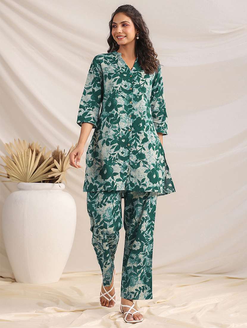 women three quarter sleeve ethnic co ord set