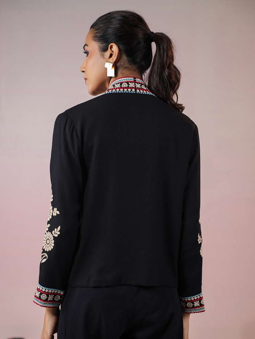 women embroidered three quarter sleeve shrug - 21906311 - Standard Image - 4