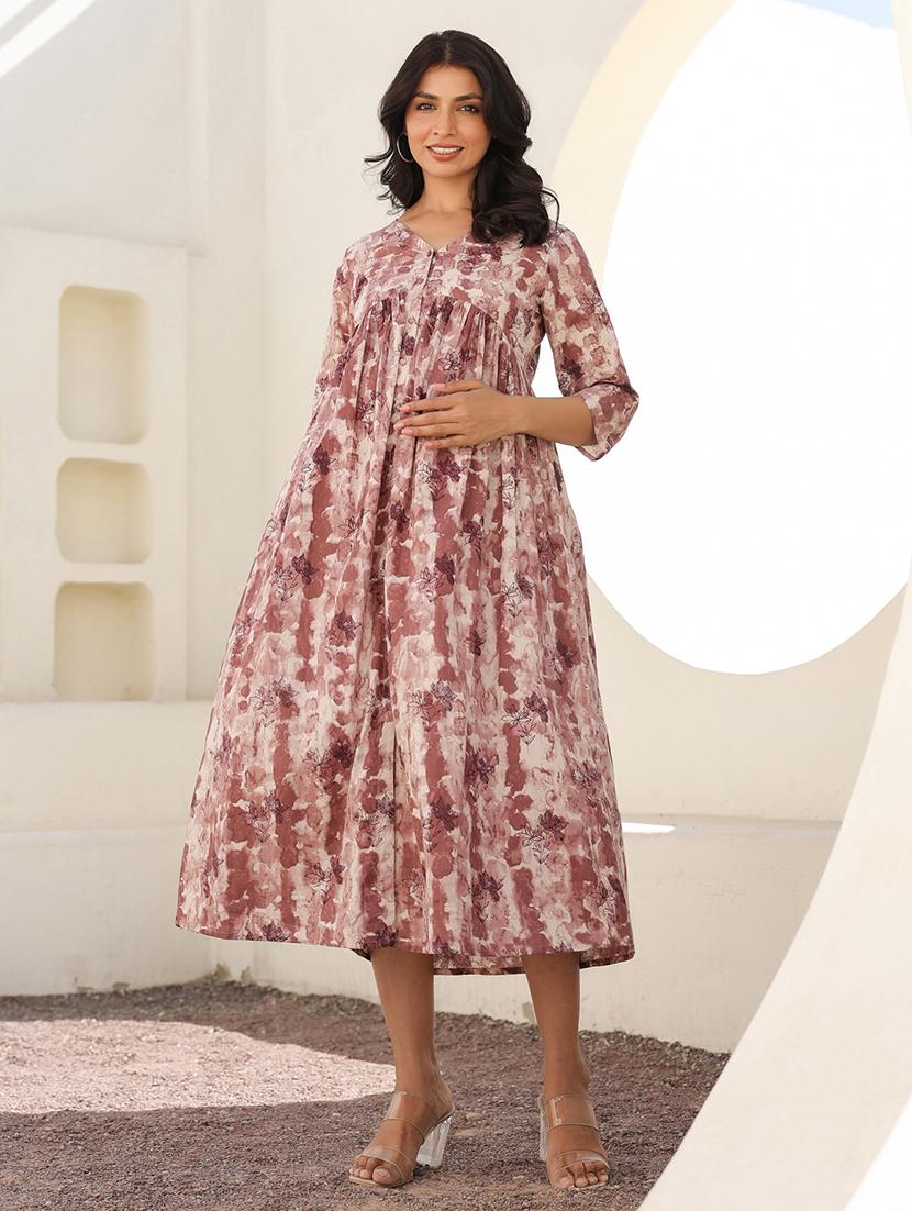 women tie & dye printed maternity wear dress - 21906327 -  Standard Image - 1