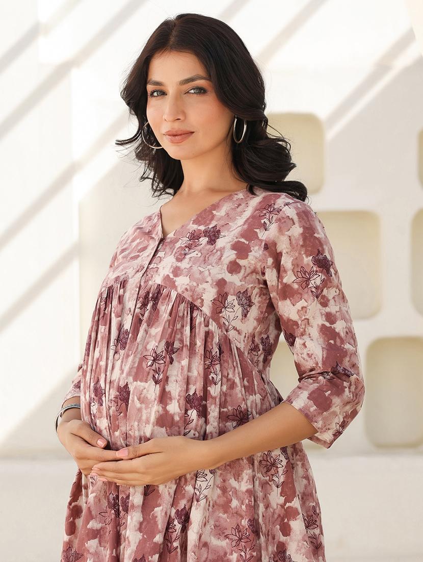 women tie & dye printed maternity wear dress - 21906327 - Standard Image - 4