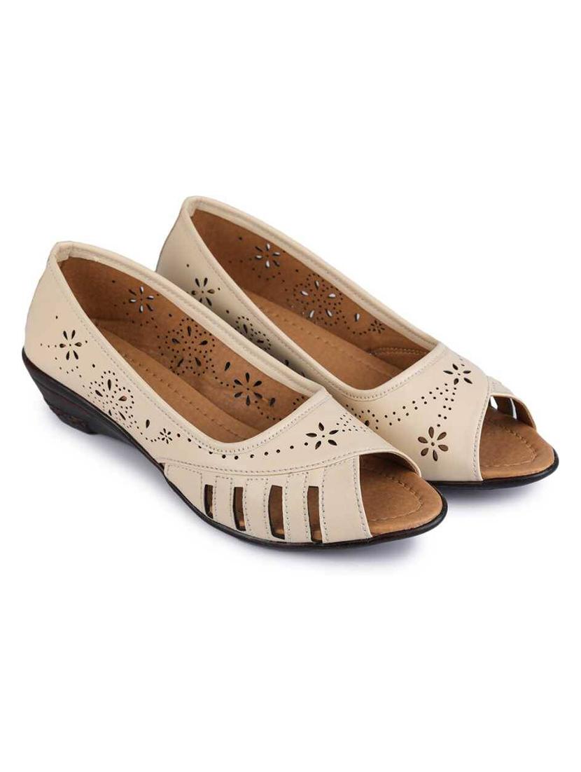 women cream slip on ballerina - 21906377 -  Zoom Image - 0
