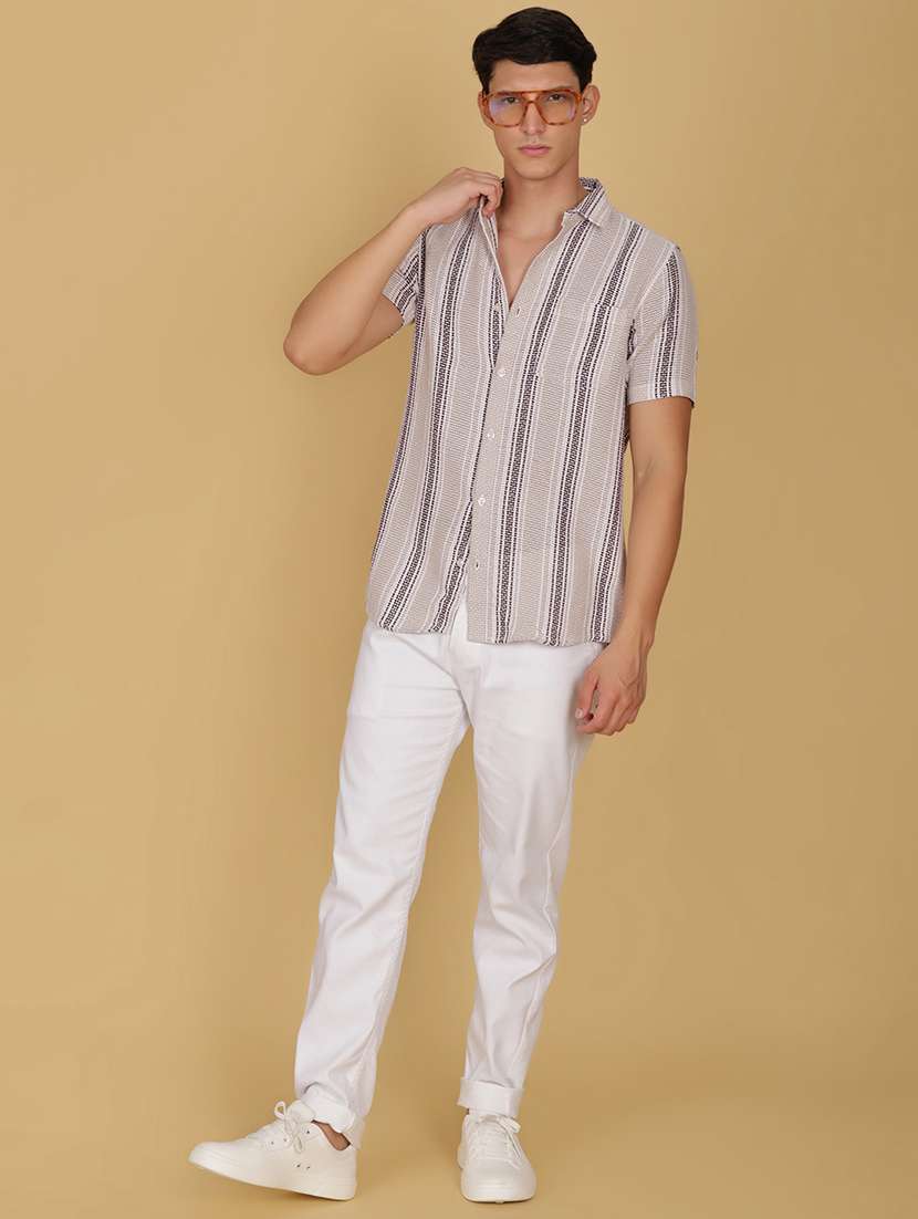 men striped short sleeve regular fit casual shirt - 21906390 -  Standard Image - 4