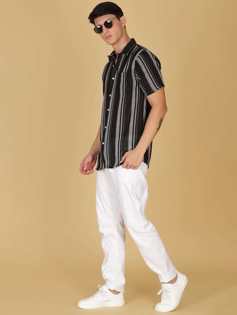 men striped short sleeve regular fit casual shirt - 21906391 -  Standard Image - 4