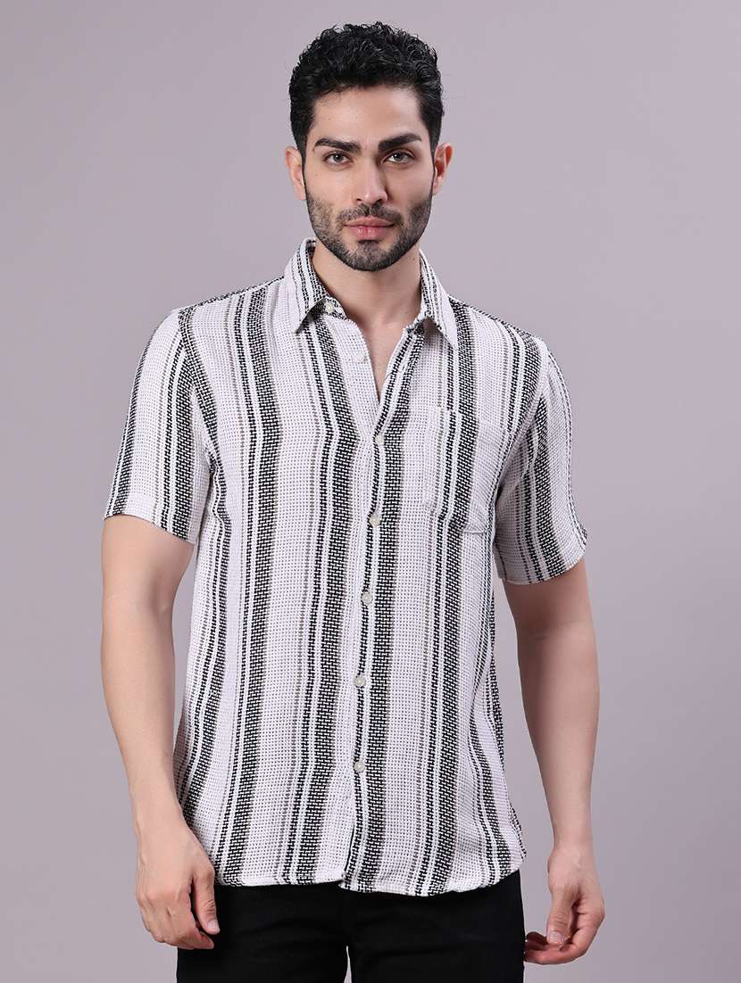 men striped short sleeve regular fit casual shirt - 21906394 -  Standard Image - 1