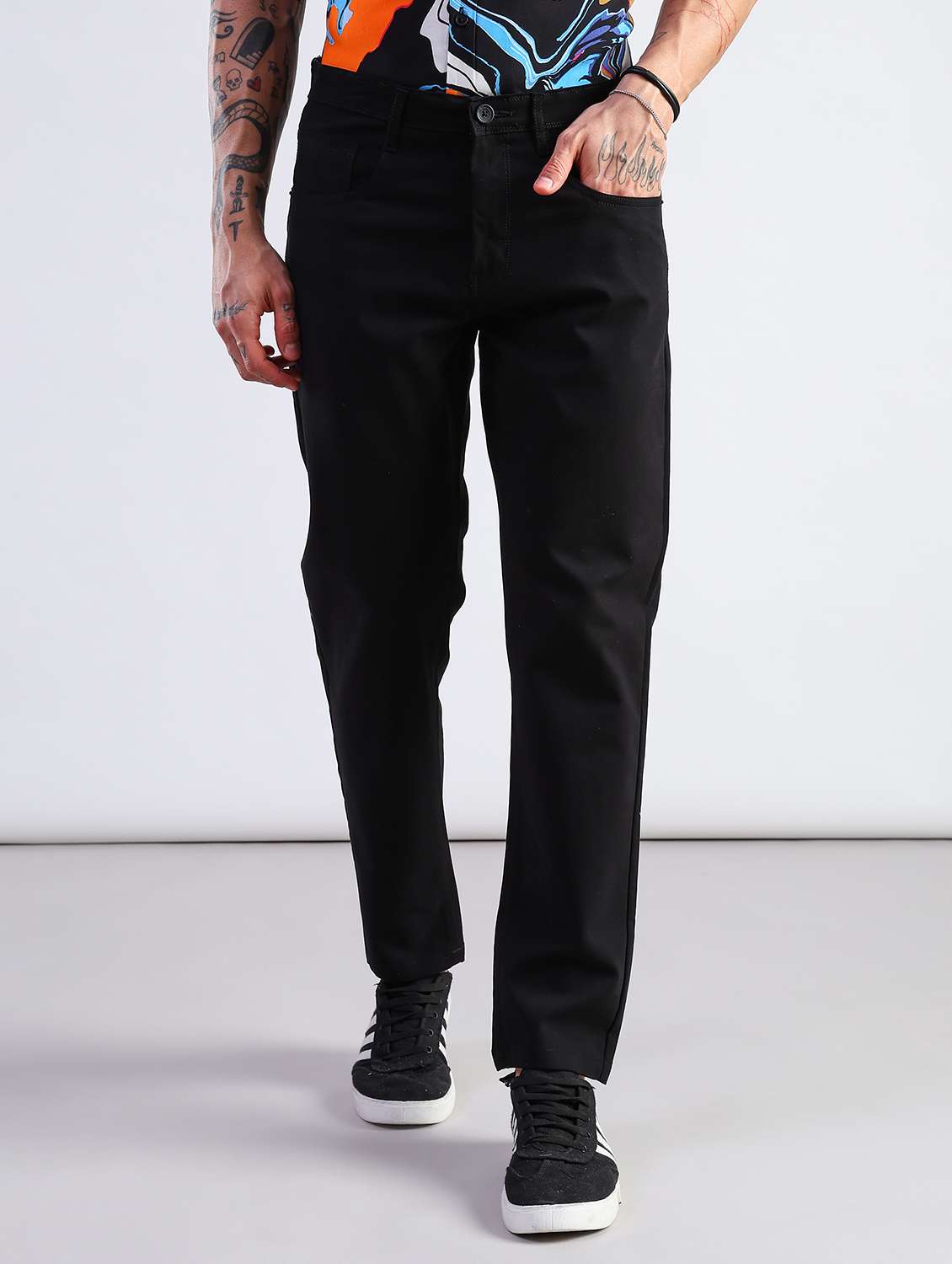 men solid mid rise chinos casual trouser - 21906408 - Standard Image - 1