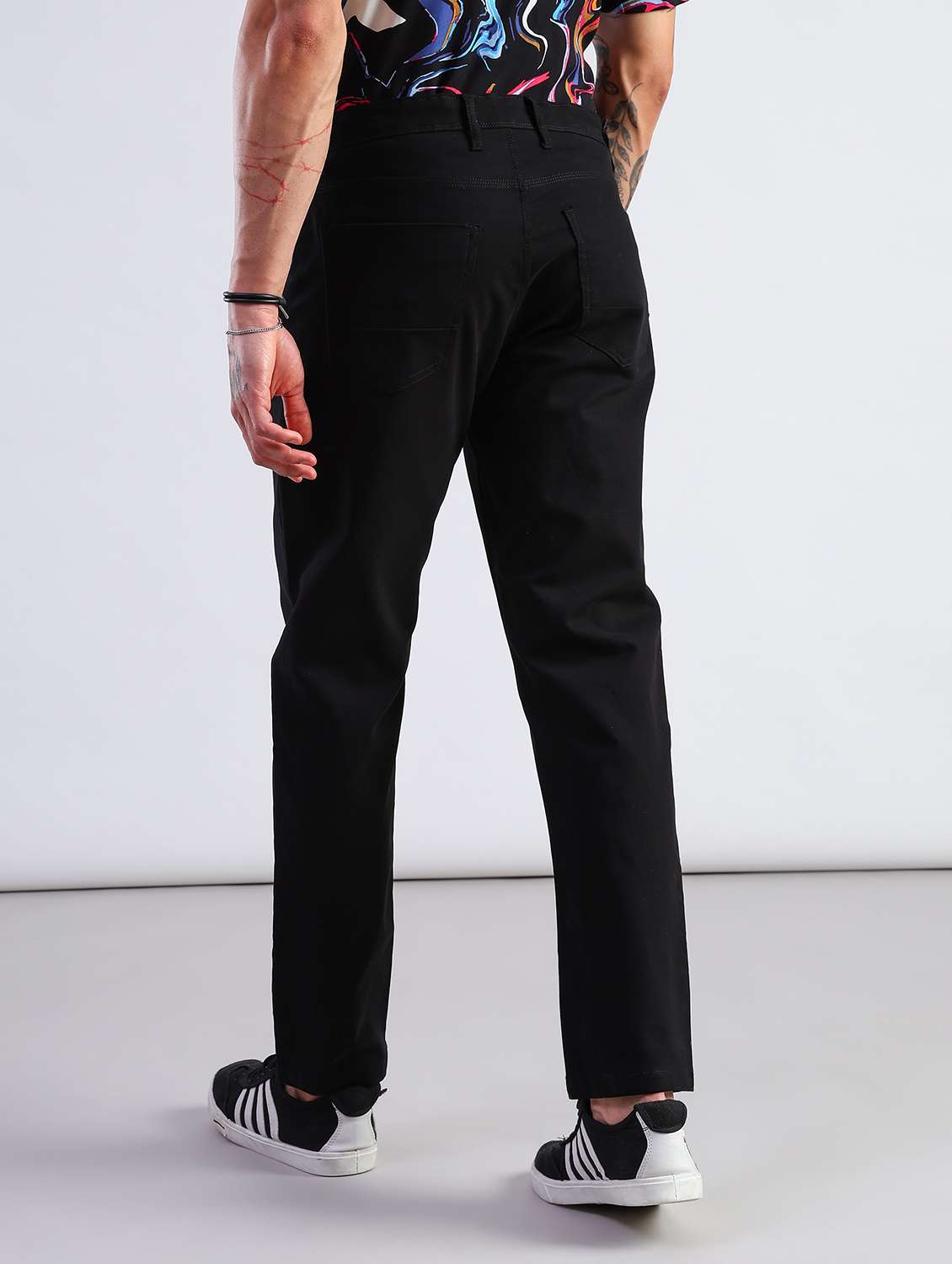 men solid mid rise chinos casual trouser - 21906408 - Standard Image - 4