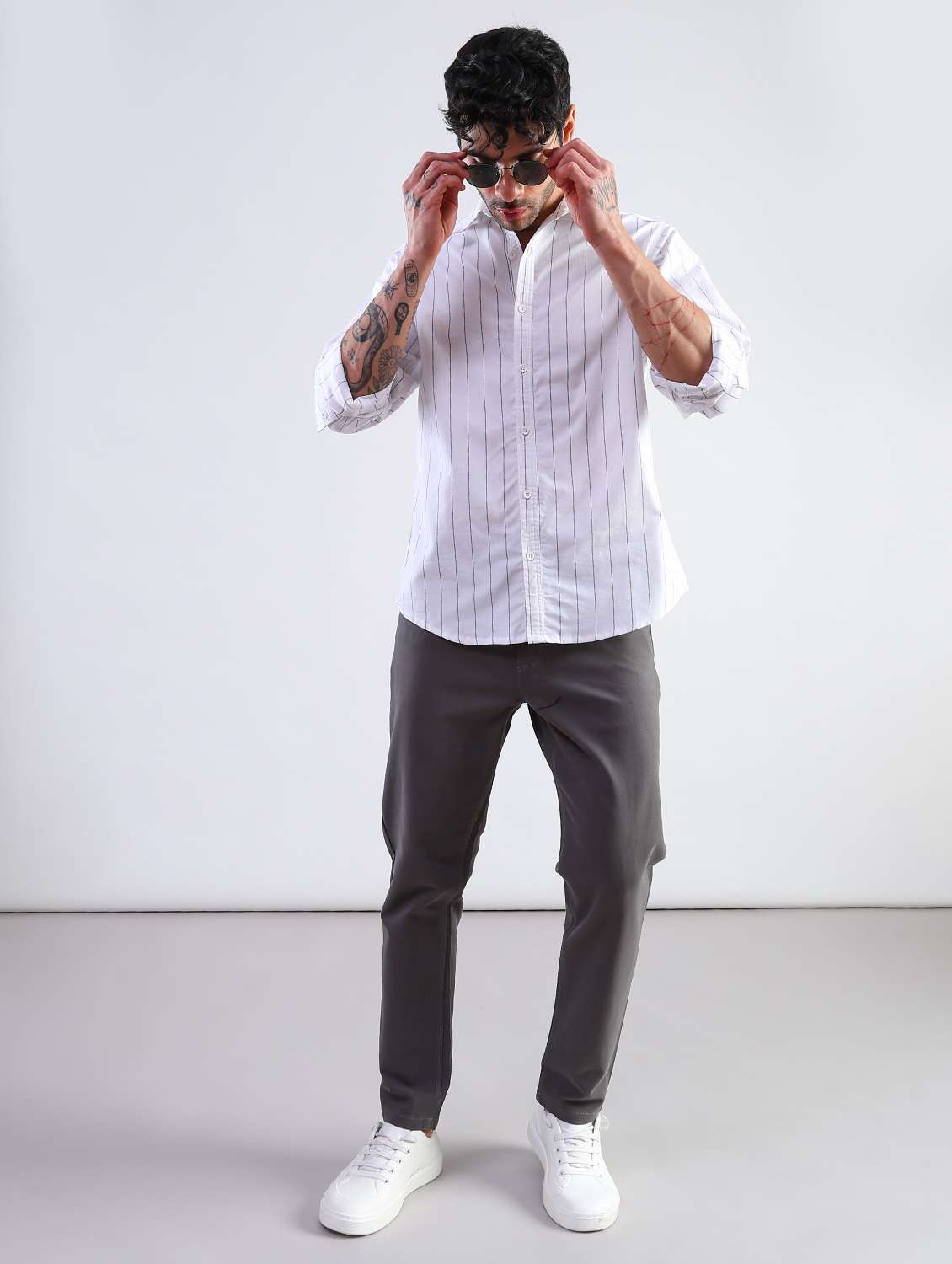 men solid mid rise chinos casual trouser - 21906412 -  Standard Image - 6