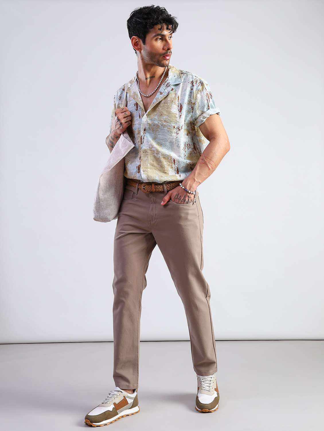 men solid mid rise chinos casual trouser - 21906413 - Standard Image - 6