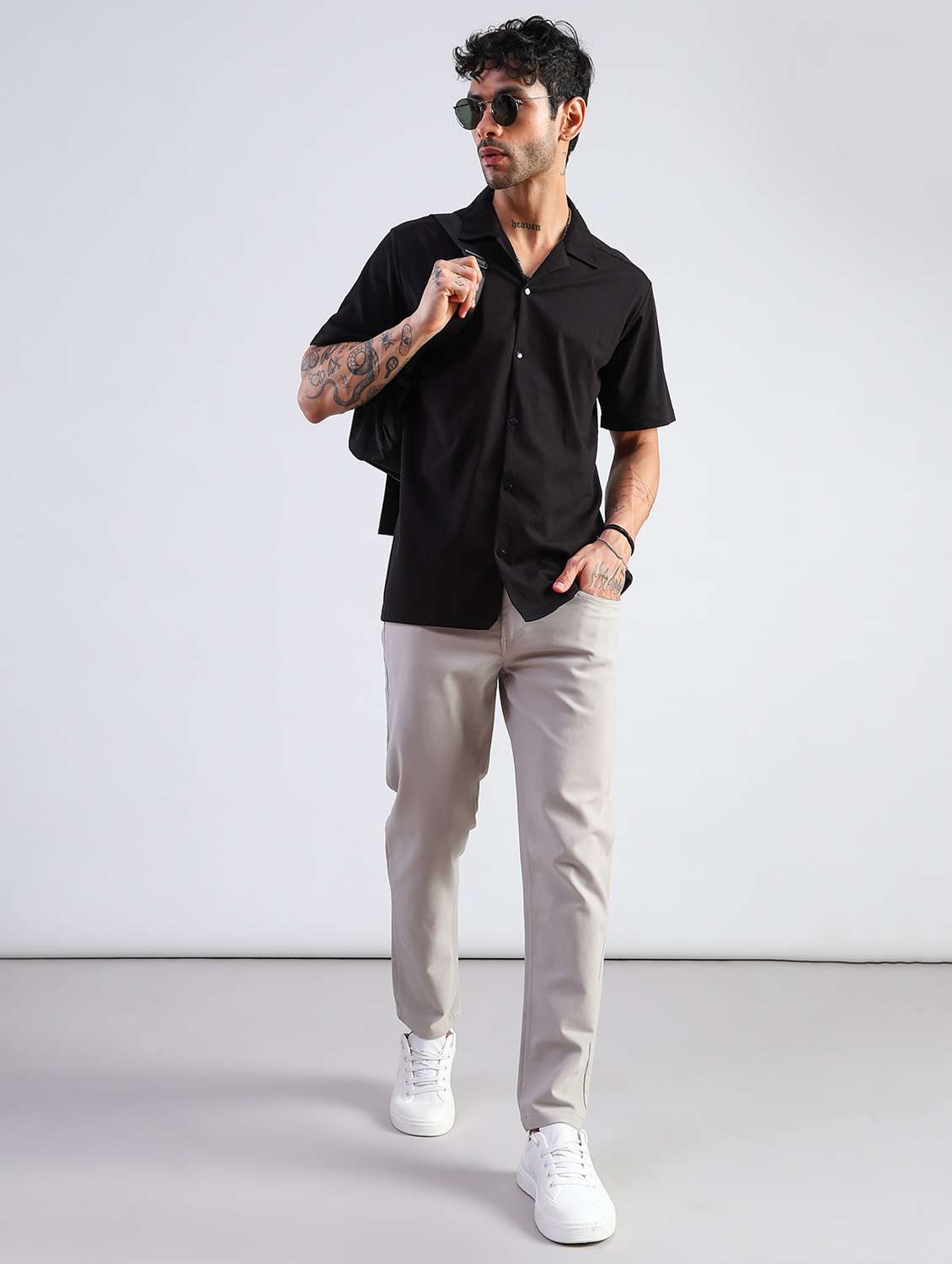 men solid mid rise chinos casual trouser - 21906414 -  Standard Image - 6