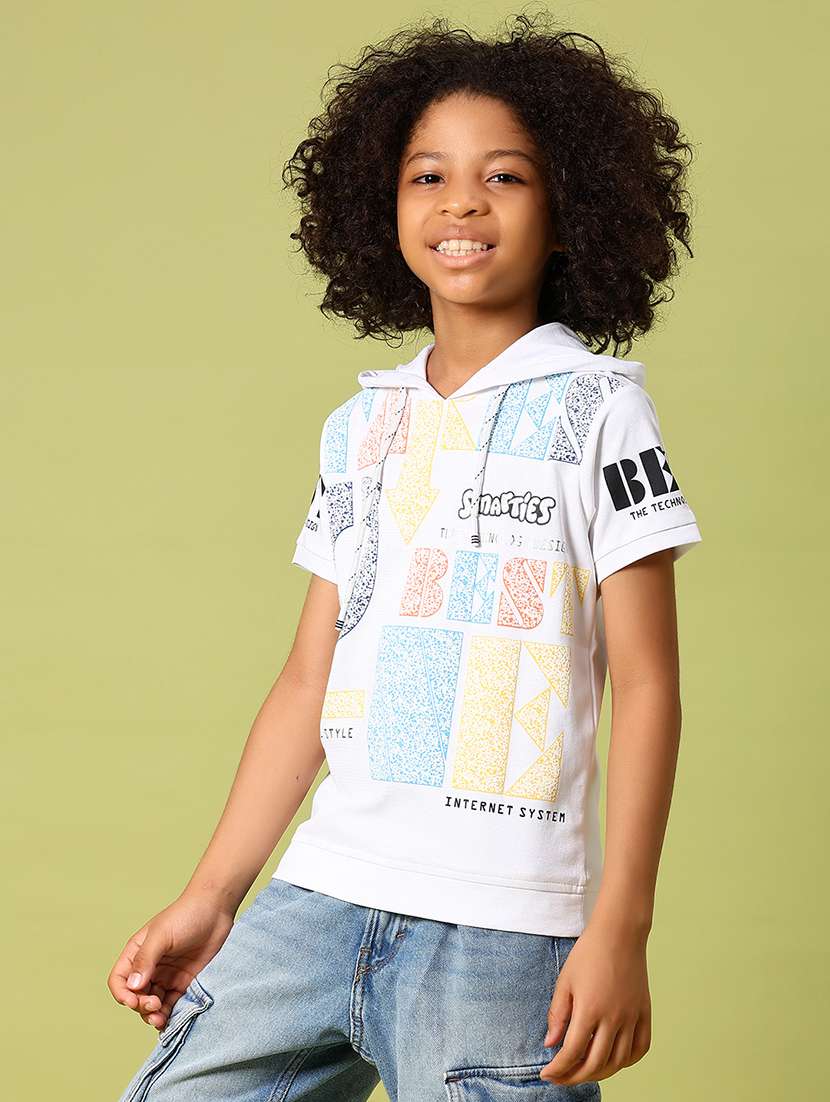 boys printed short sleeve hooded t-shirt - 21906415 -  Standard Image - 1