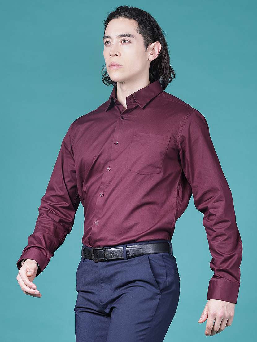 men solid long sleeve slim fit formal shirt - 21906420 -  Standard Image - 1